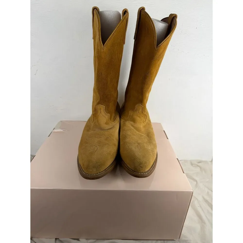 Vintage Laredo Cowboy Boot Mens 10.5 Extra Wide Drew 68216 Tan Suede Western EW